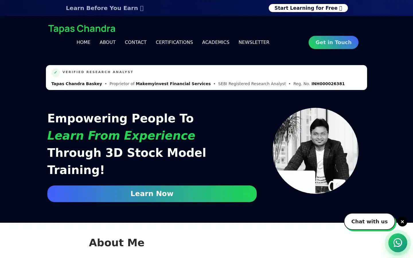 Screenshot of tapaschandra.com