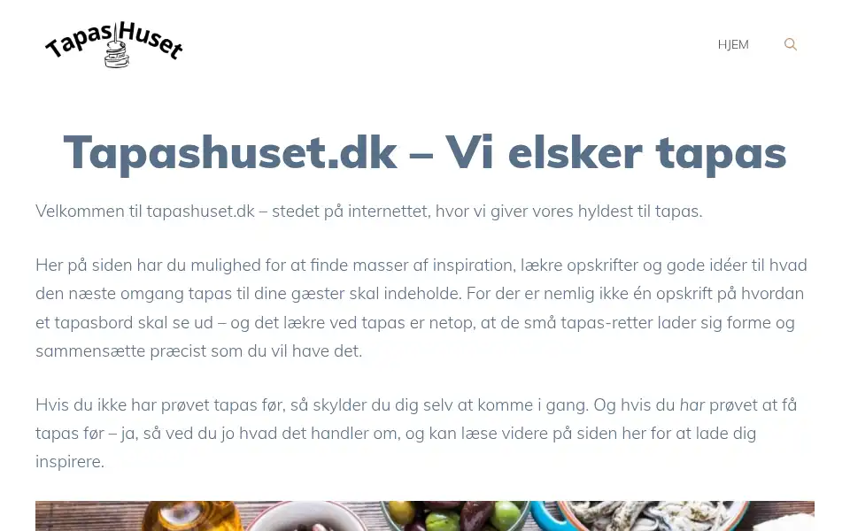 Screenshot of tapashuset.dk
