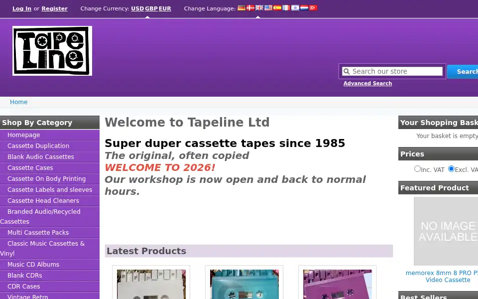 Screenshot of tapeline.info
