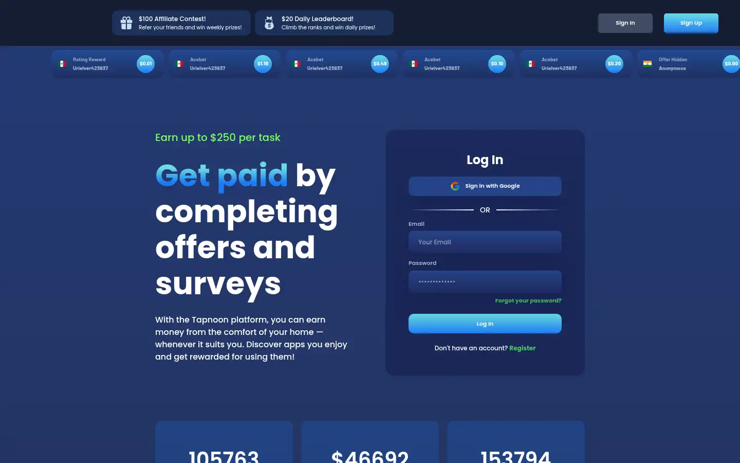 Screenshot of tapnoon.com