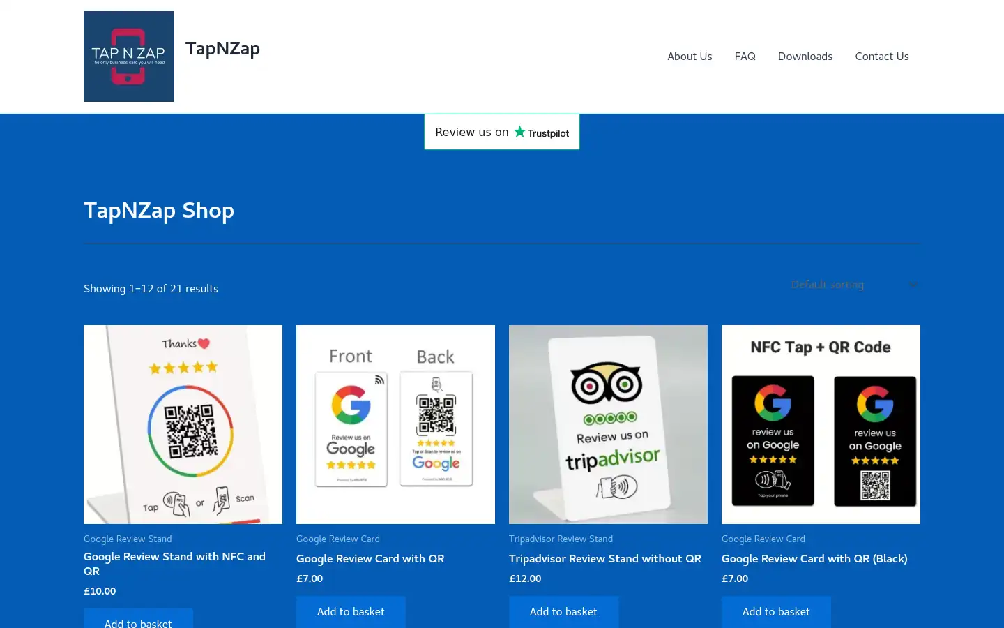 Screenshot of tapnzap.co.uk