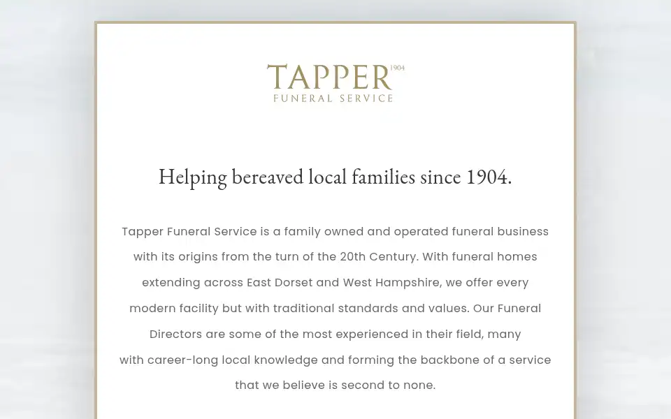 Screenshot of tapperfuneralservice.co.uk