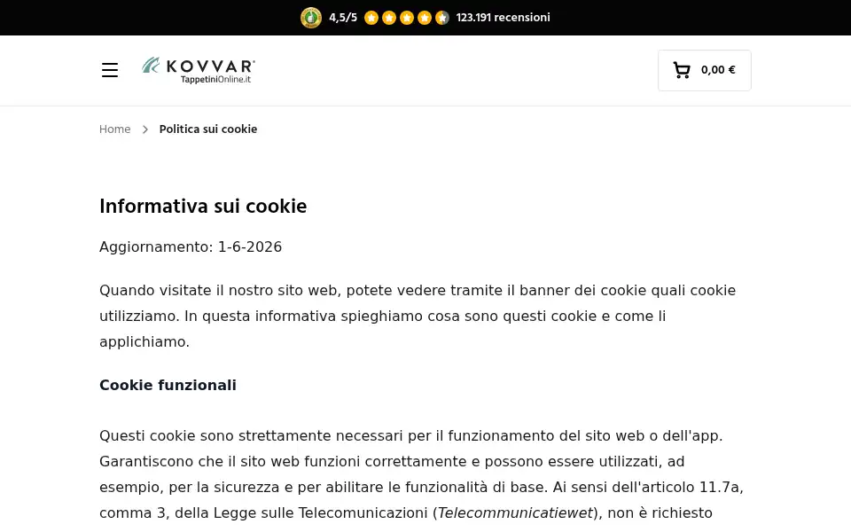 Screenshot of tappetinionline.it