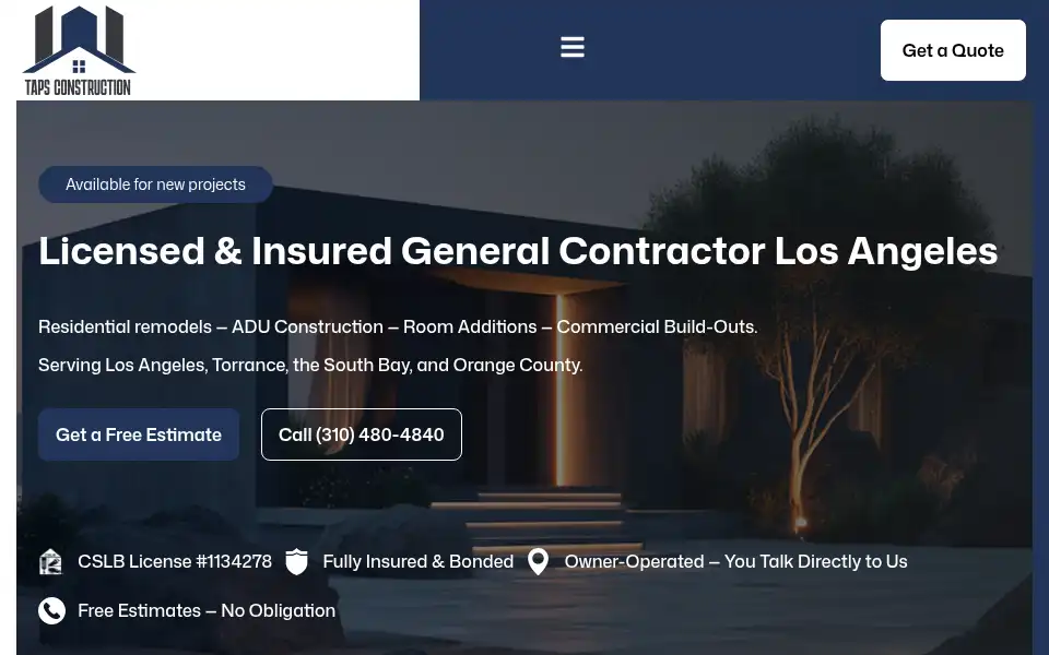 Screenshot of tapsbuilders.com