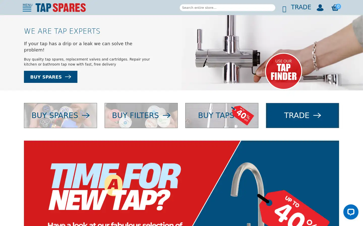 Screenshot of tapsparesuk.com