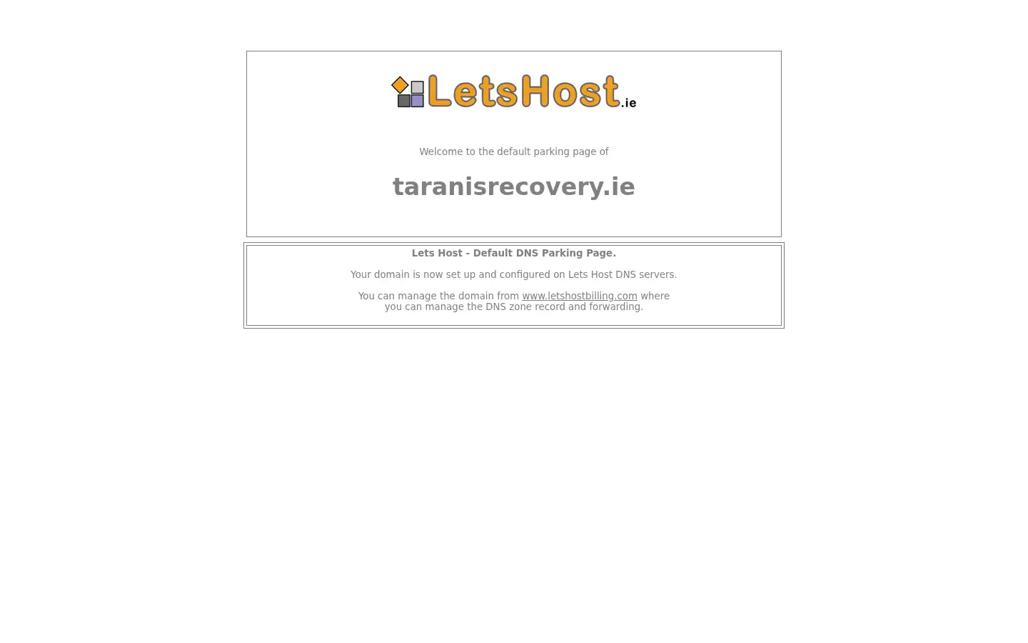 Screenshot of taranisrecovery.ie