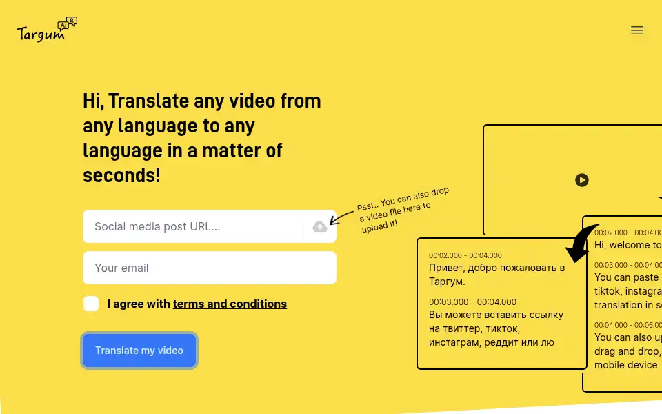 Screenshot of targum.video
