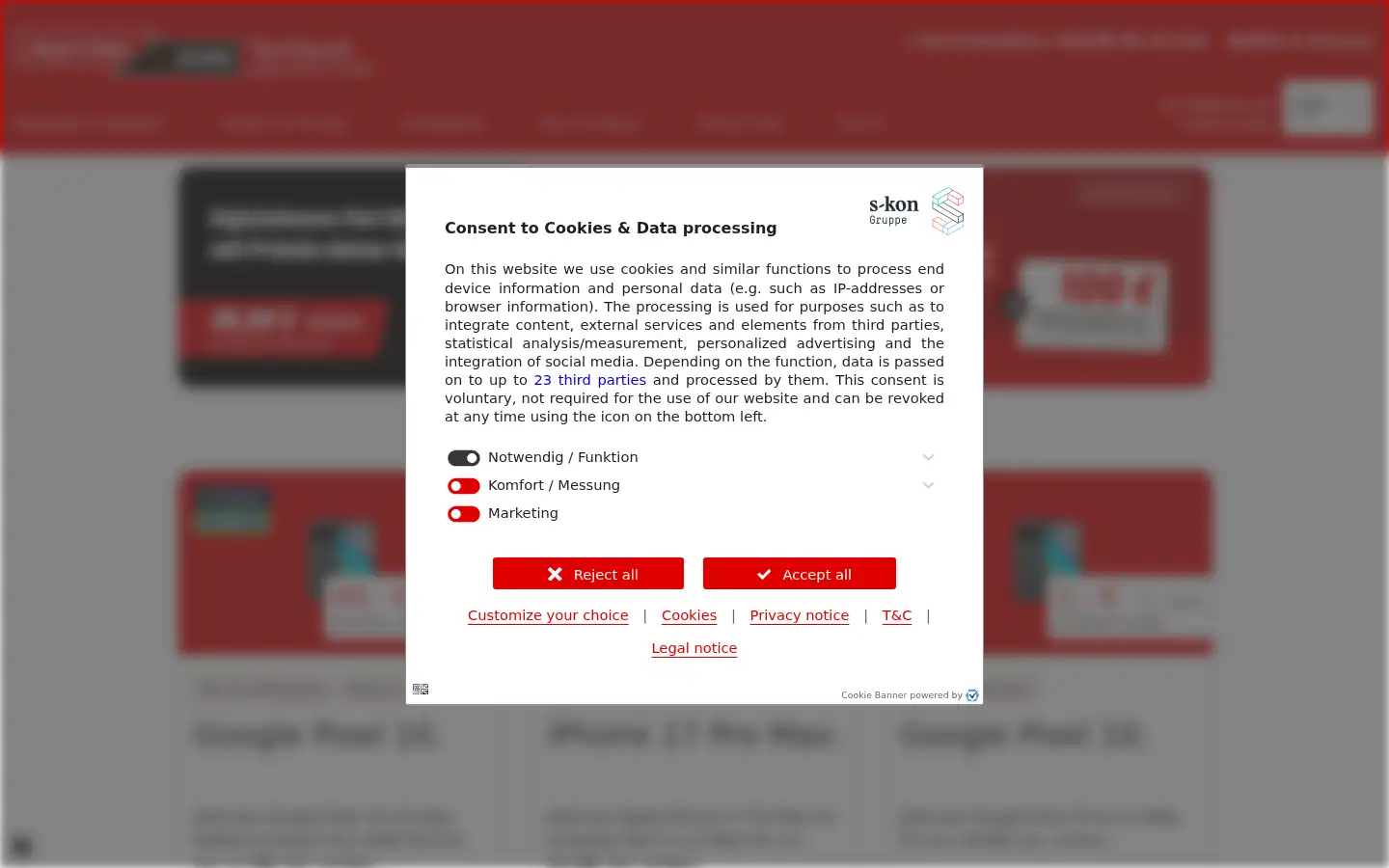 Screenshot of tarife.mediamarkt.de
