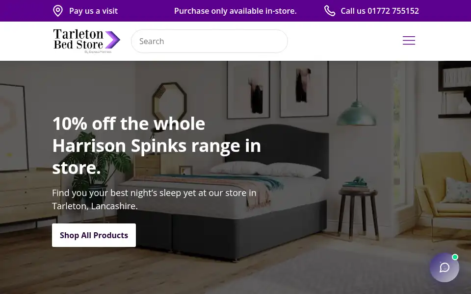 Screenshot of tarletonbedstore.co.uk