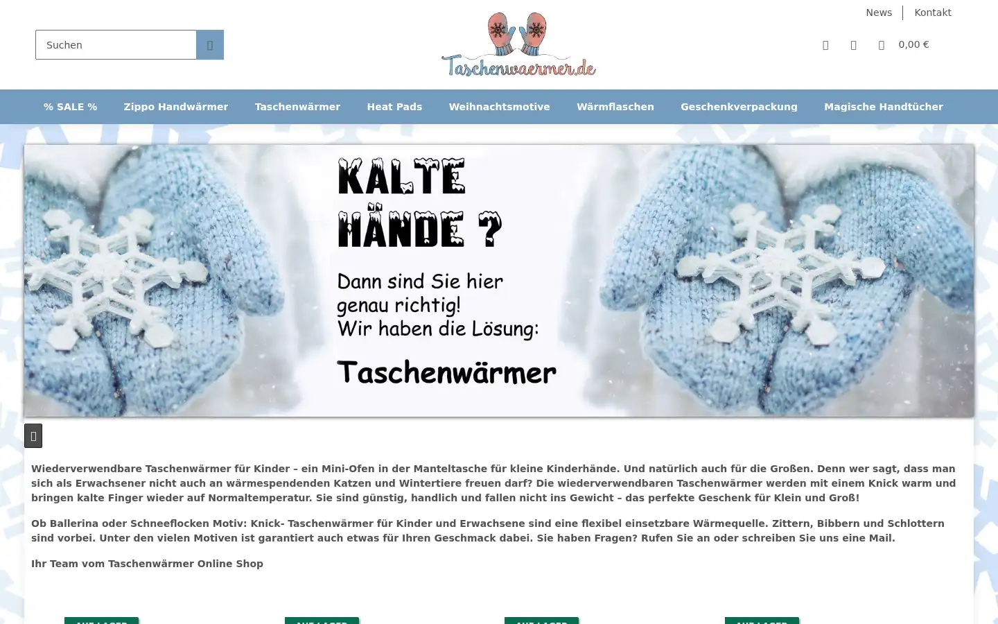 Screenshot of taschenwaermer.de