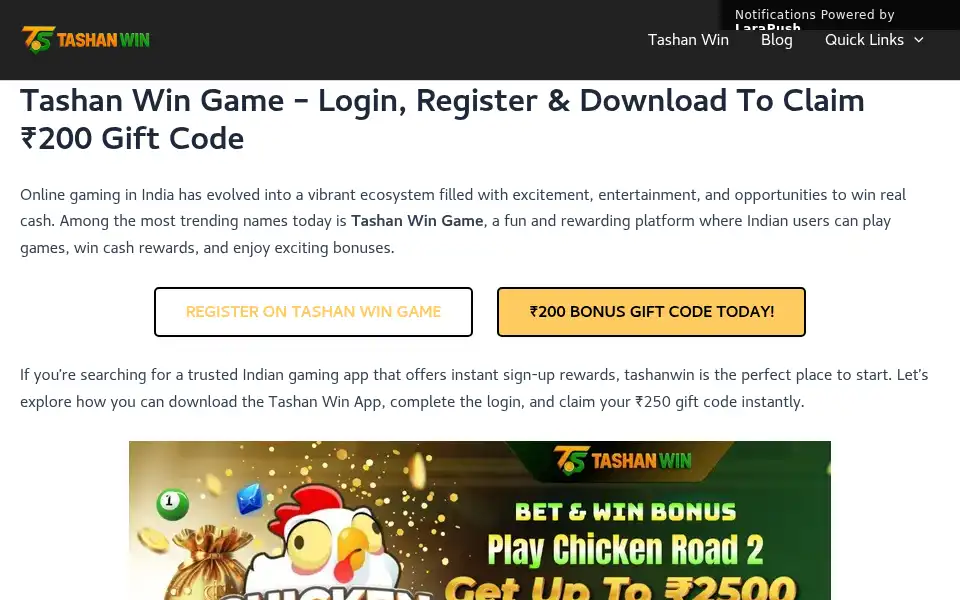 Screenshot of tashanwinapp.net