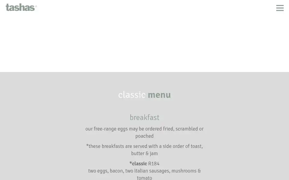 Screenshot of tashascafe.com