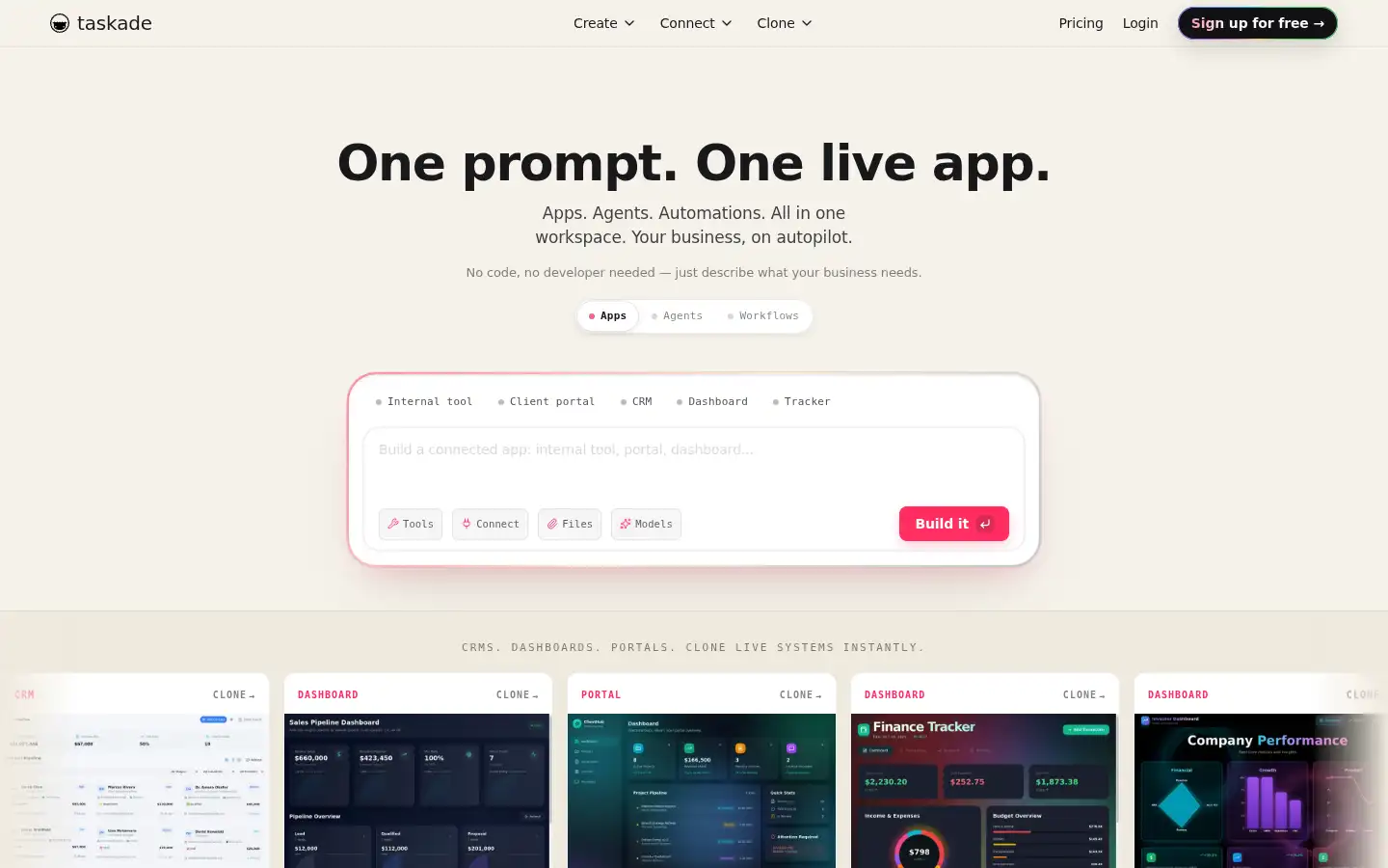 Screenshot of taskade.com
