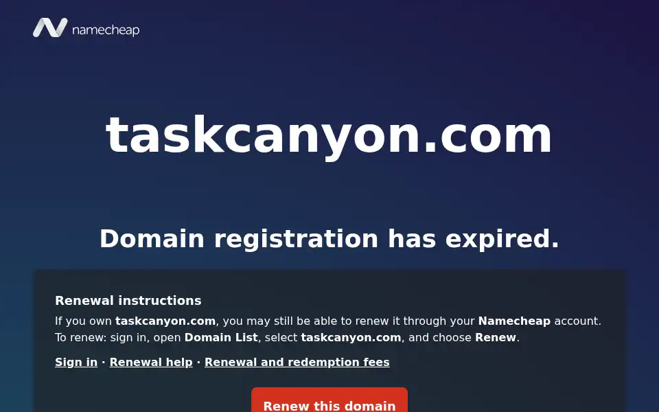 Screenshot of taskcanyon.com