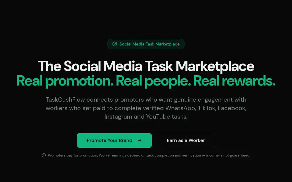Screenshot of taskcashflow.com