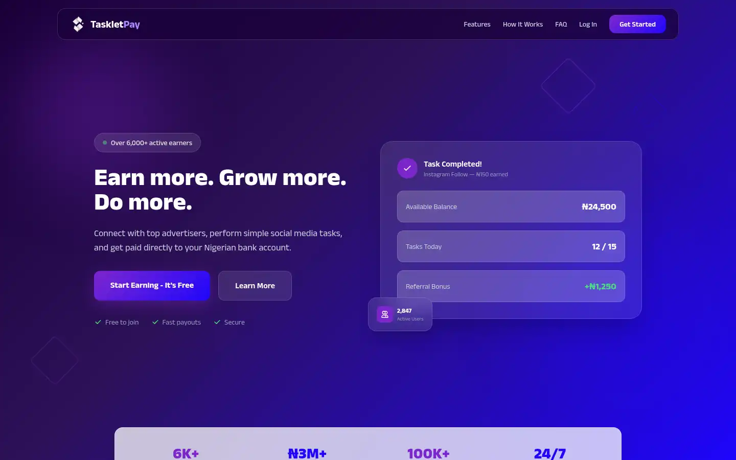 Screenshot of taskletpay.com