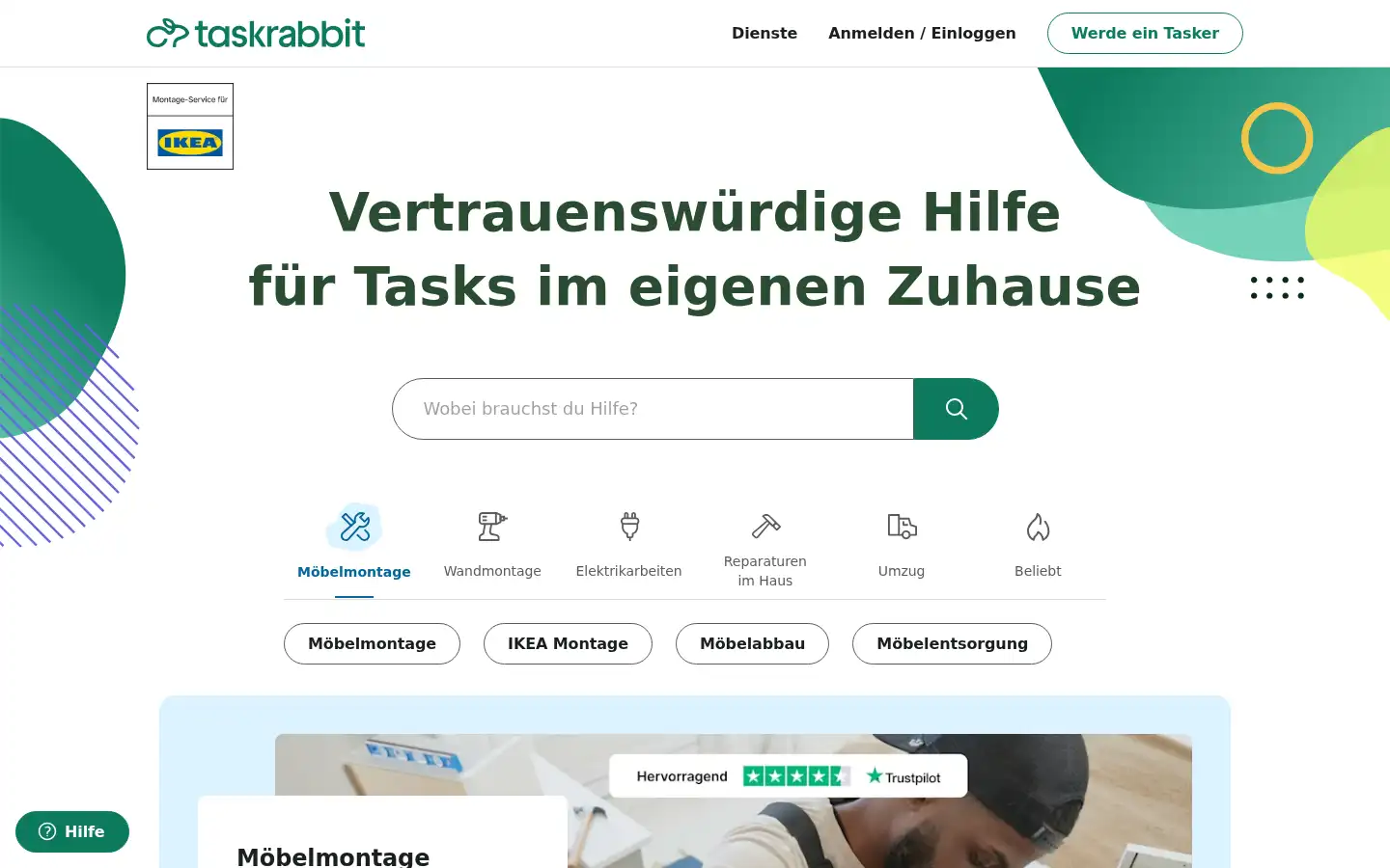 Screenshot of taskrabbit.de