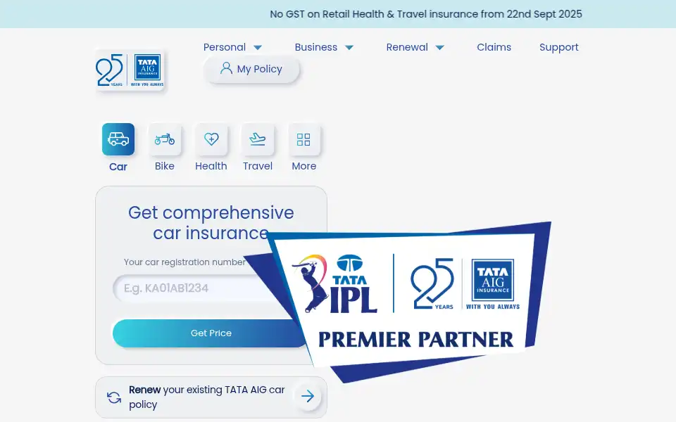 Screenshot of tataaig.com