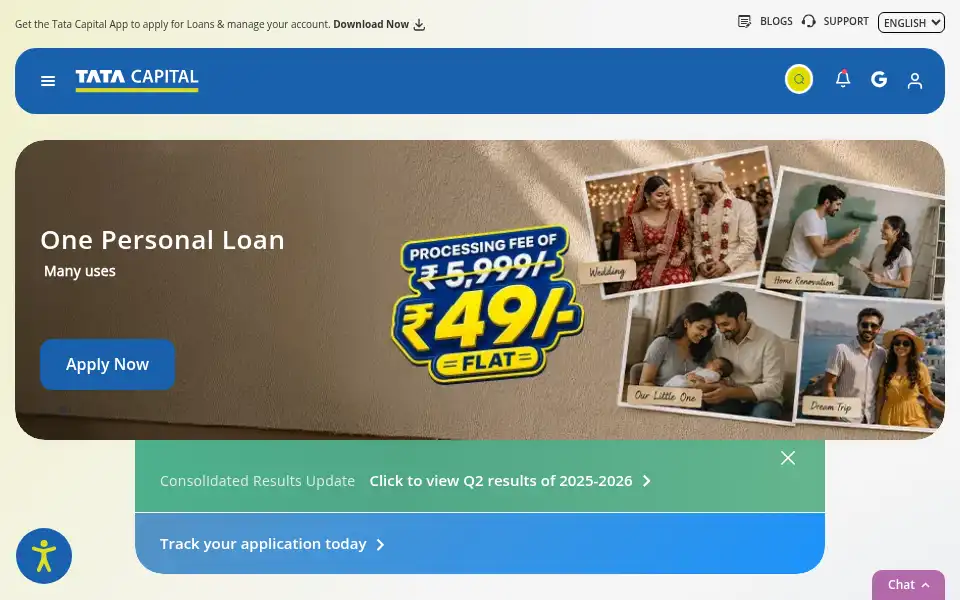 Screenshot of tatacapital.com