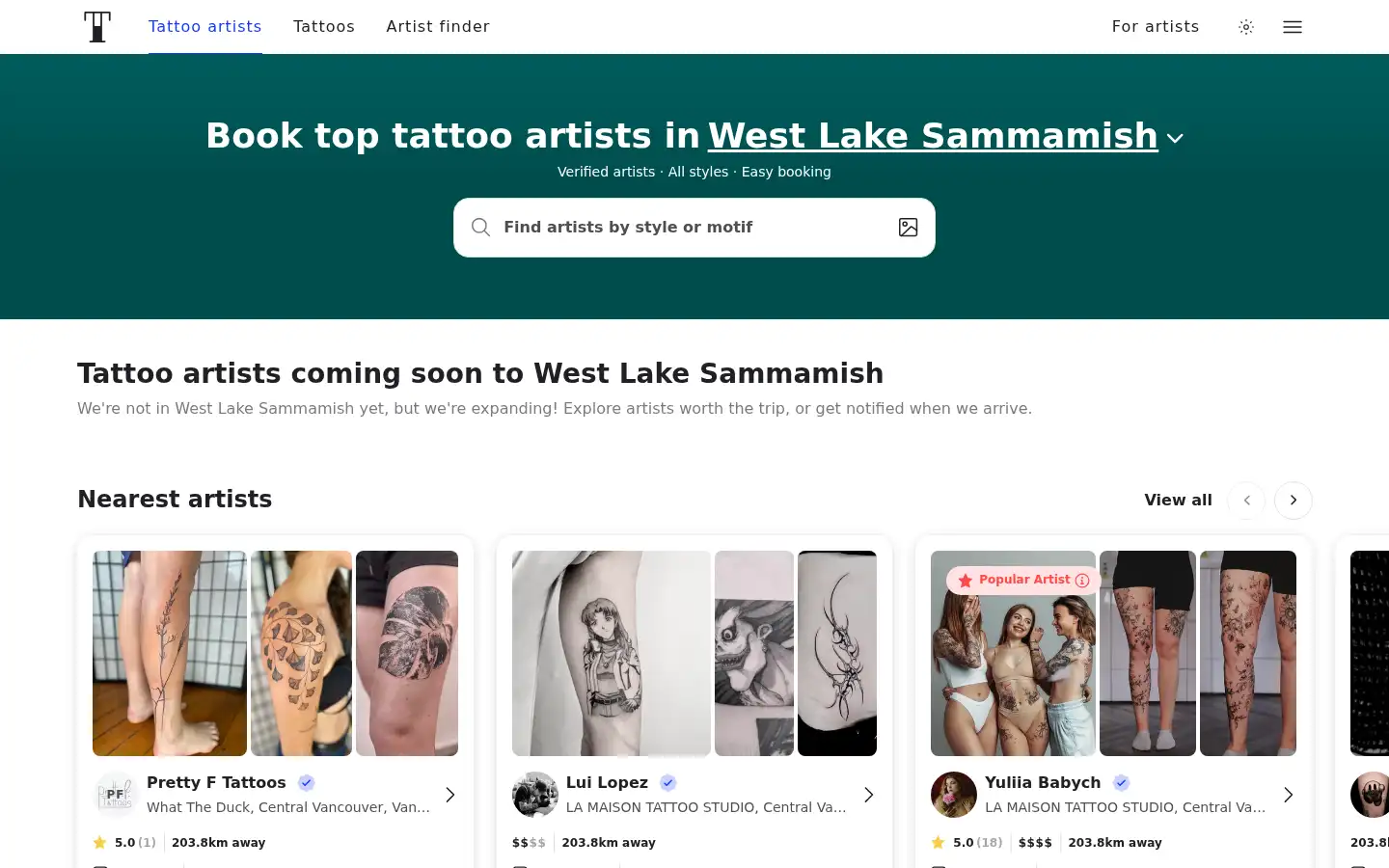 Screenshot of tattoodo.com