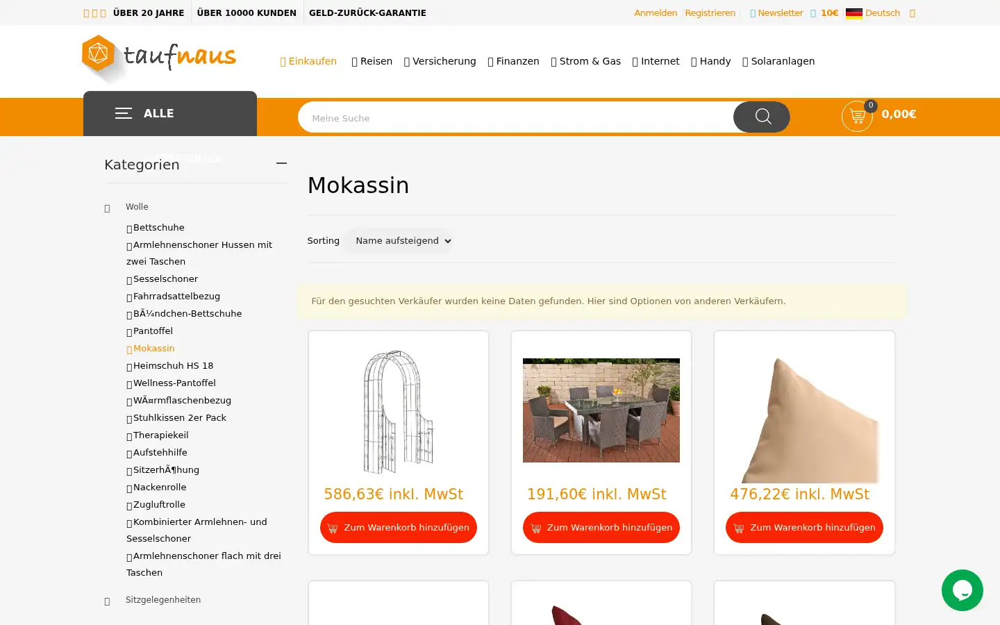 Screenshot of taufnaus.de