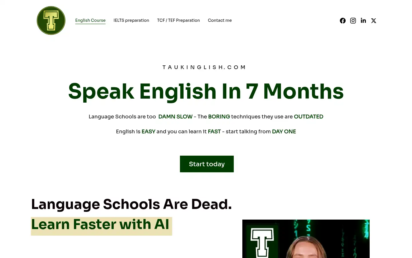 Screenshot of taukinglish.com