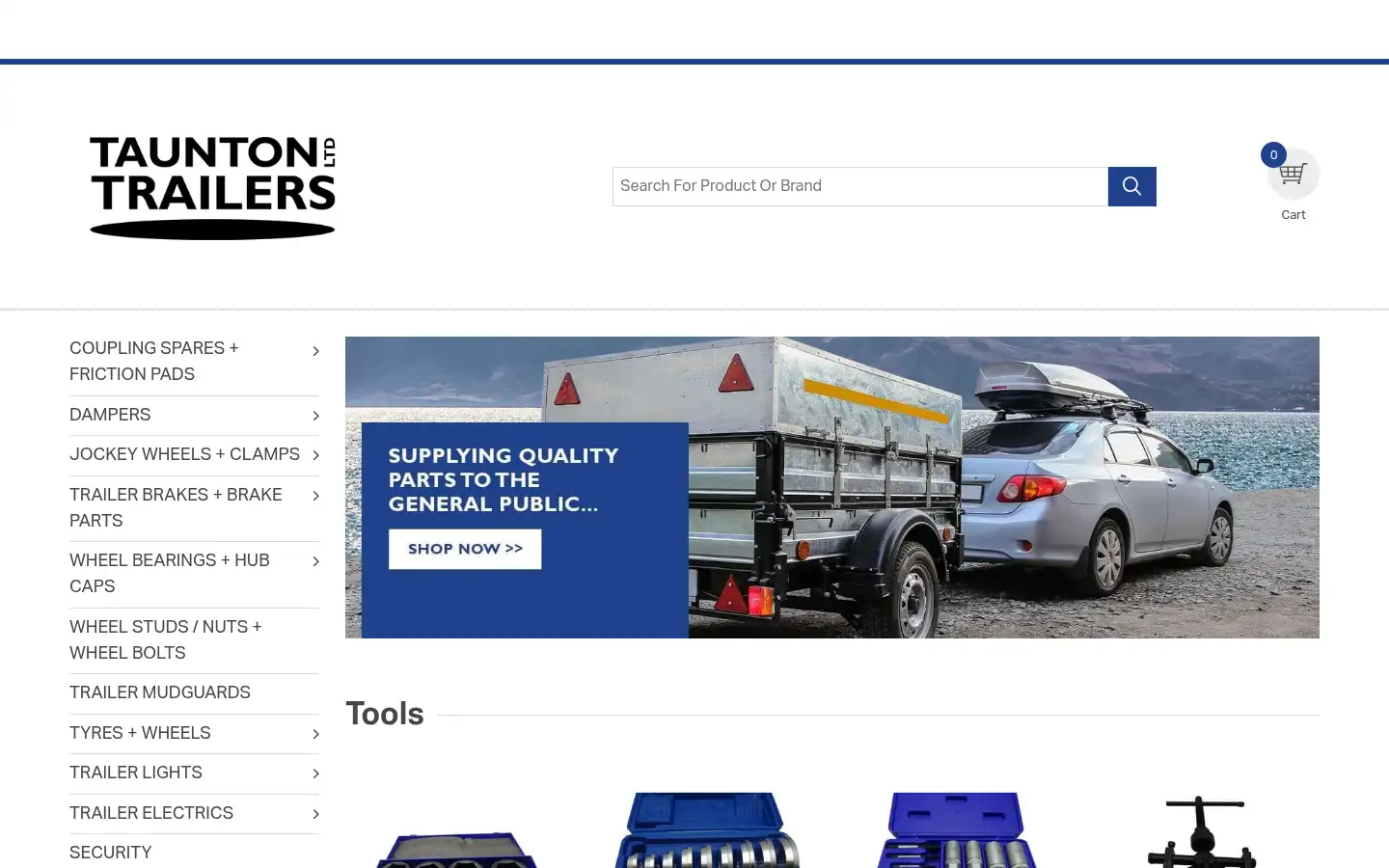 Screenshot of tauntontrailers.co.uk