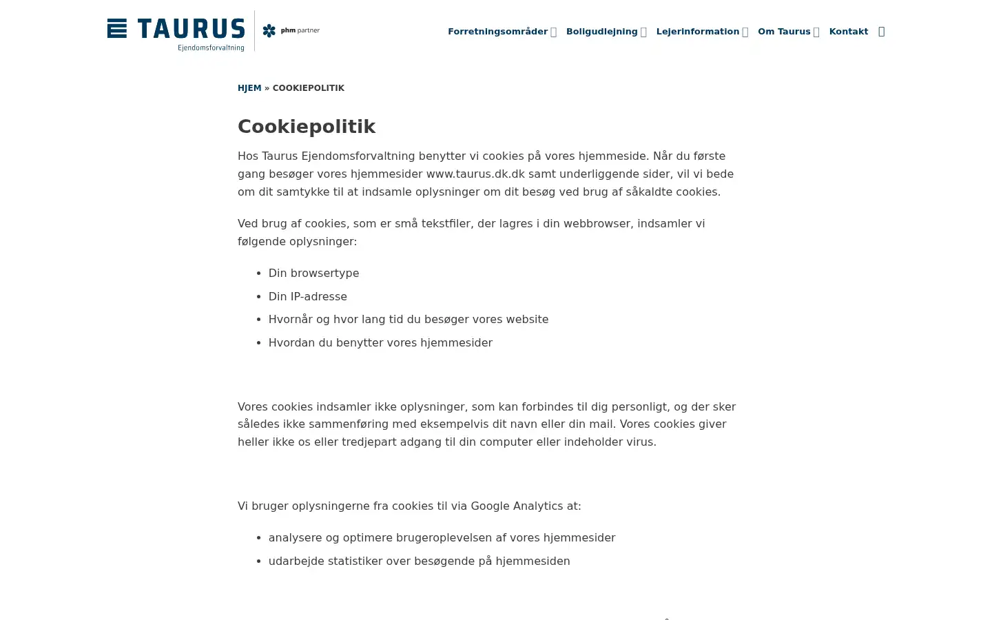 Screenshot of taurus.dk