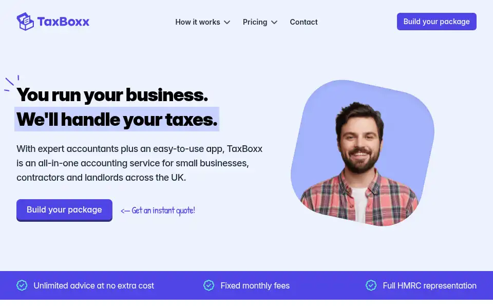 Screenshot of taxboxx.co.uk