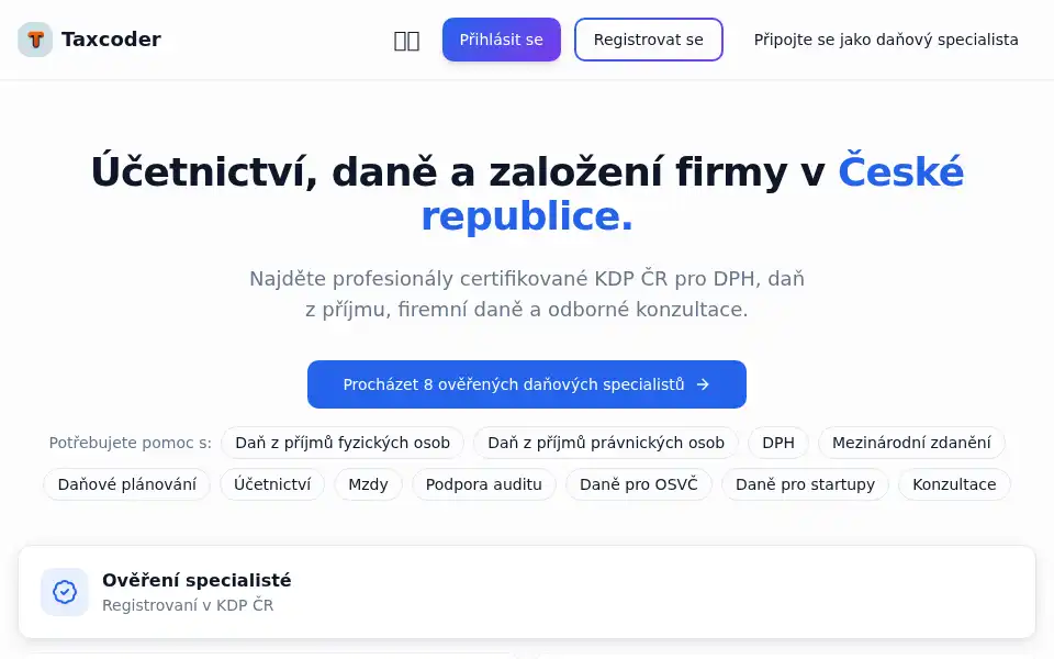 Screenshot of taxcoder.cz