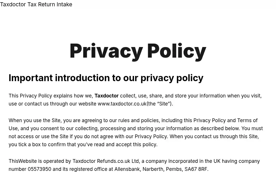 Screenshot of taxdoctor.co.uk