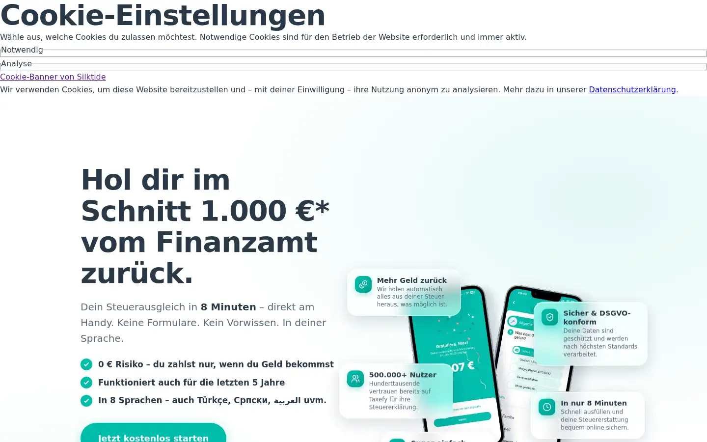 Screenshot of taxefy.at
