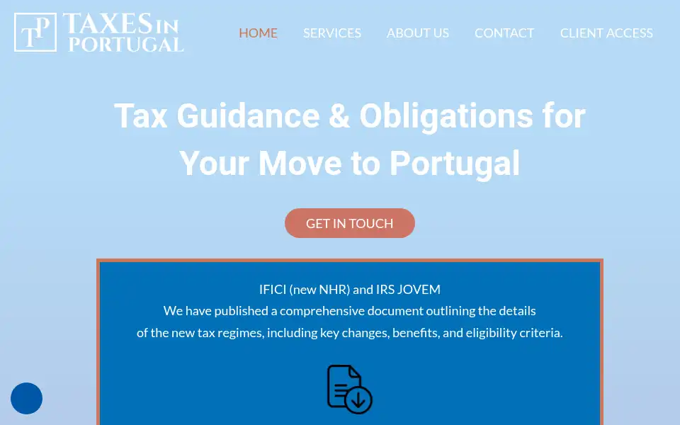 Screenshot of taxesinportugal.com