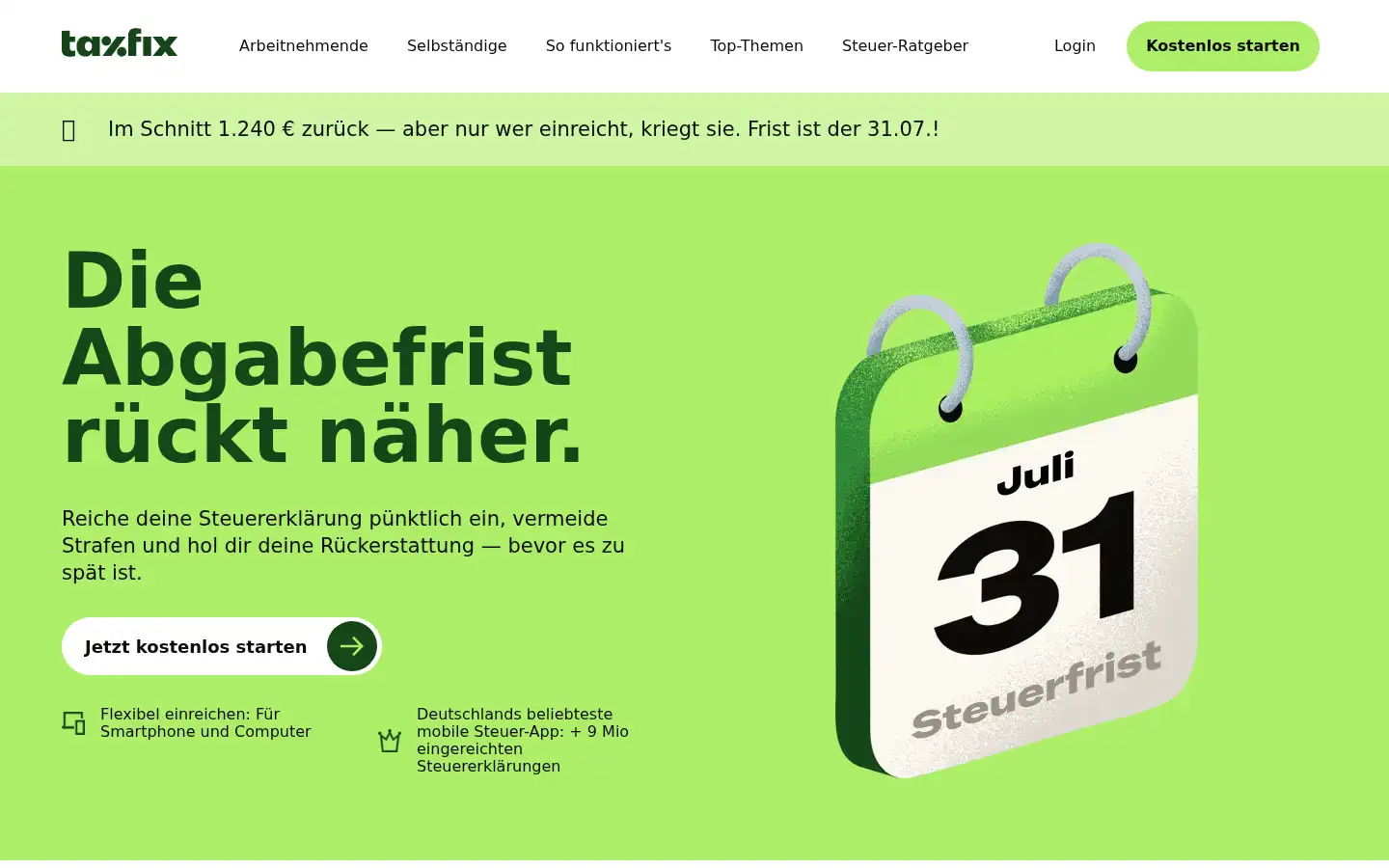 Screenshot of taxfix.de