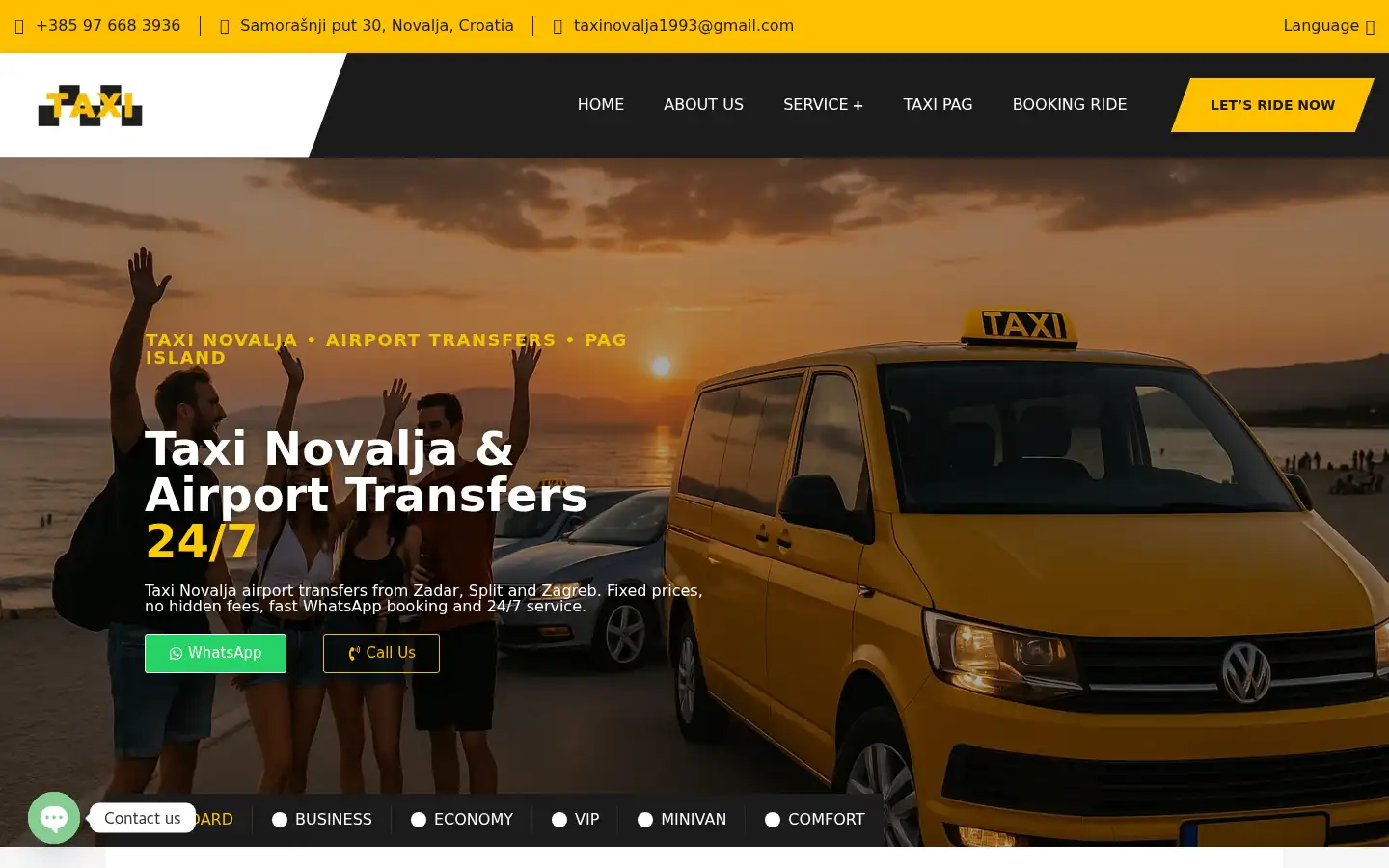 Screenshot of taxi-novalja-transfers.eu