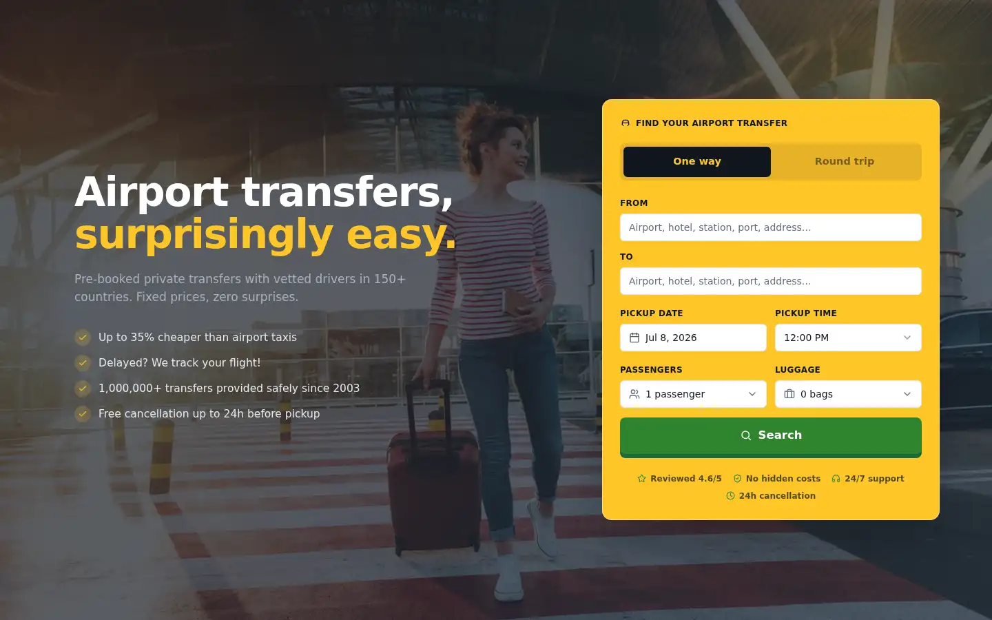 Screenshot of taxi2airport.com