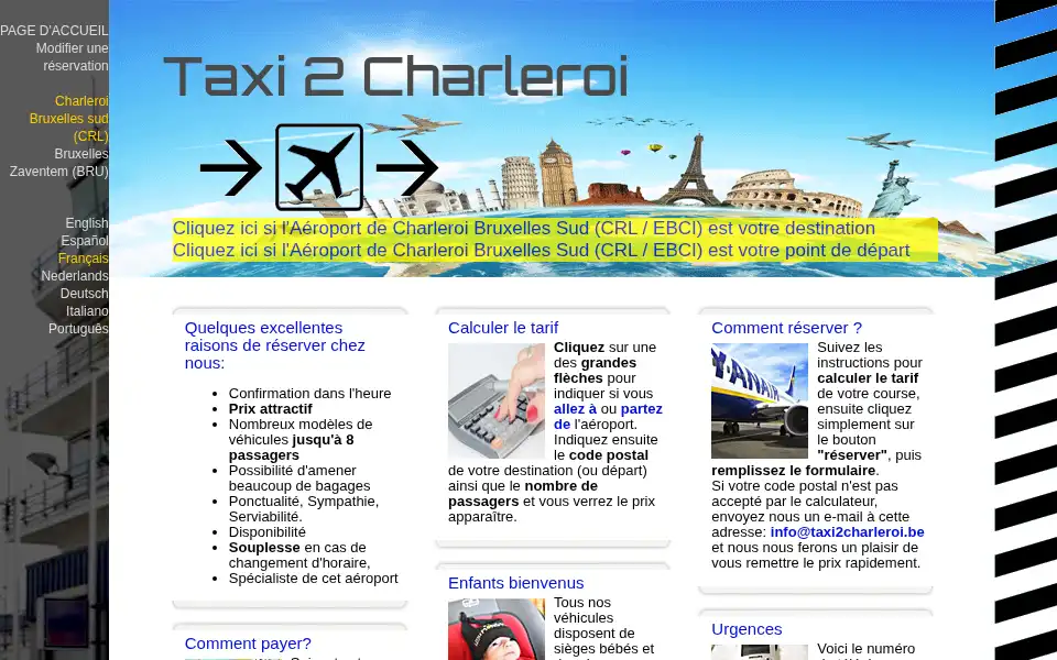 Screenshot of taxi2charleroi.be
