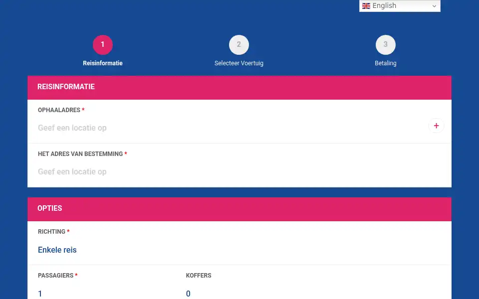 Screenshot of taxiairport24.nl