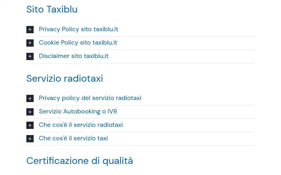 Screenshot of taxiblu.it