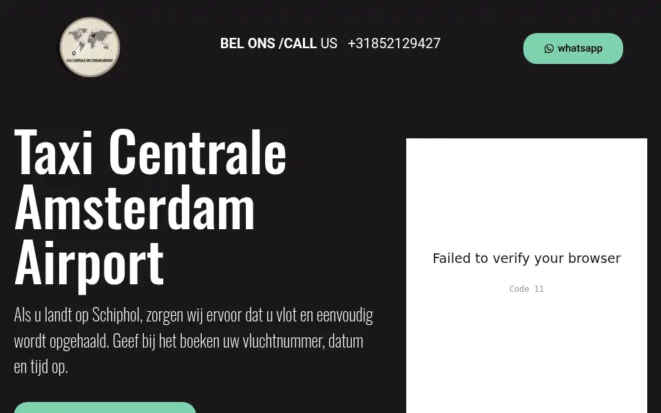 Screenshot of taxicentraleamsterdamairport.nl