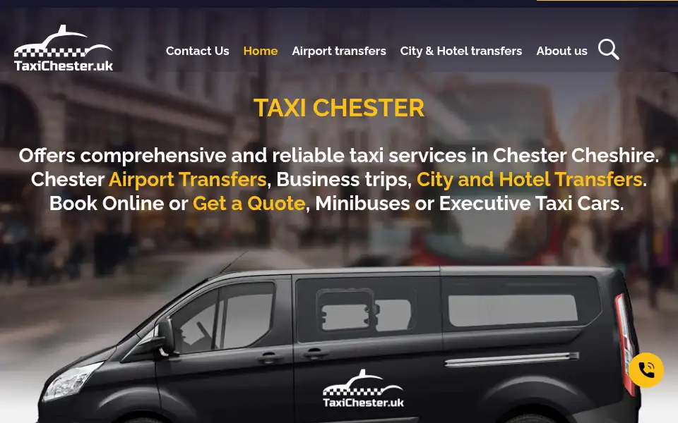 Screenshot of taxichester.uk