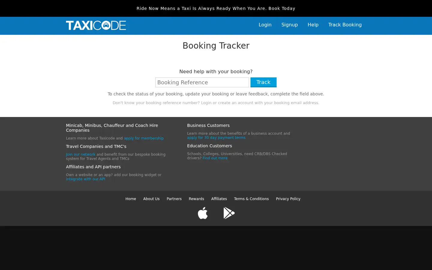 Screenshot of taxicode.com