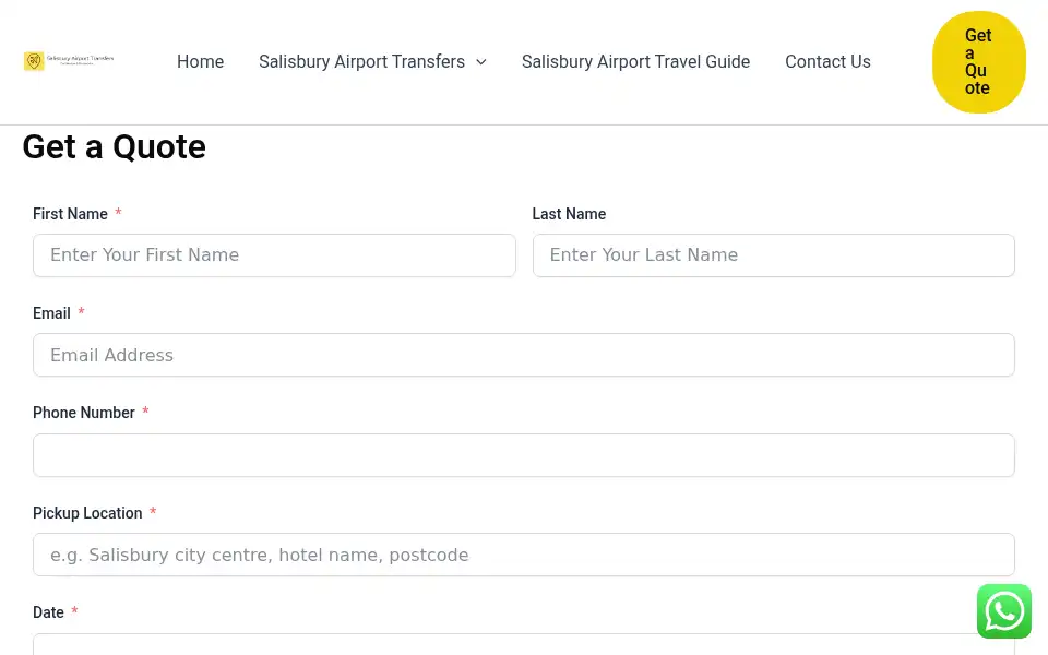 Screenshot of taxisalisbury.co.uk