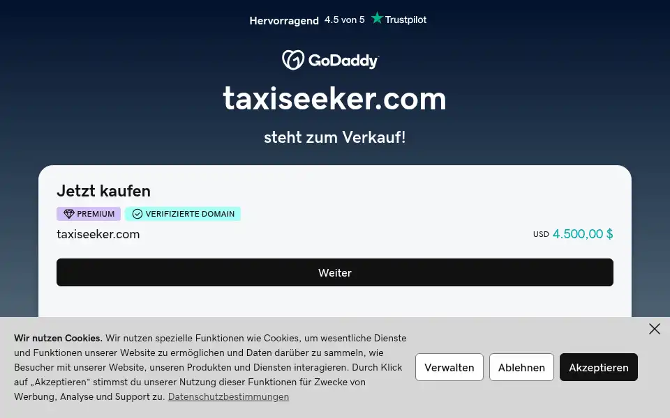 Screenshot of taxiseeker.com