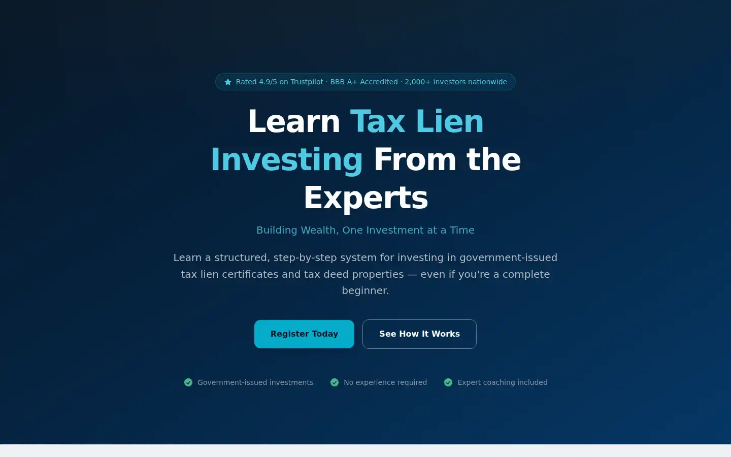 Screenshot of taxlienwealthbuilders.com