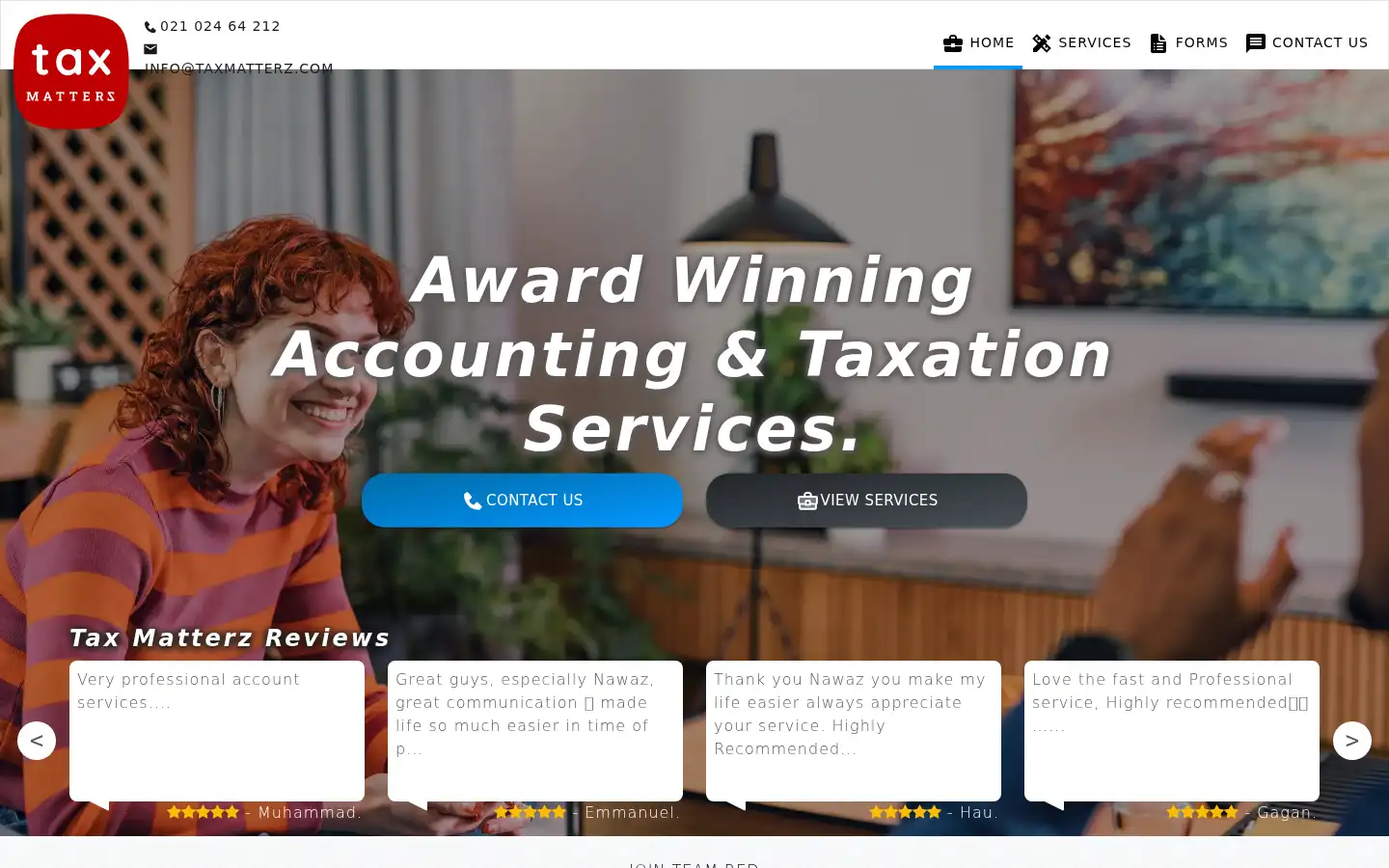 Screenshot of taxmatterz.com