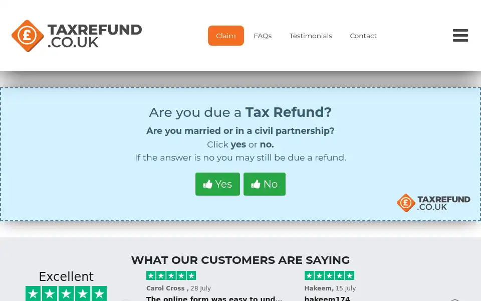 Screenshot of taxrefund.co.uk