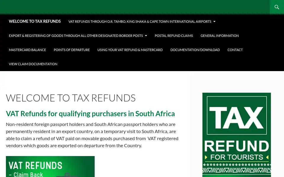 Screenshot of taxrefunds.co.za