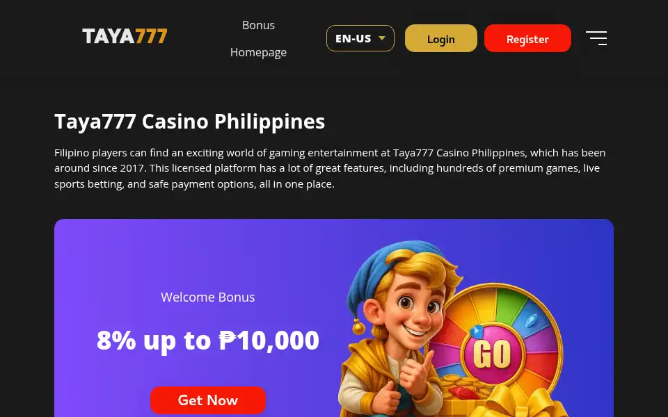 Screenshot of taya777casino.org