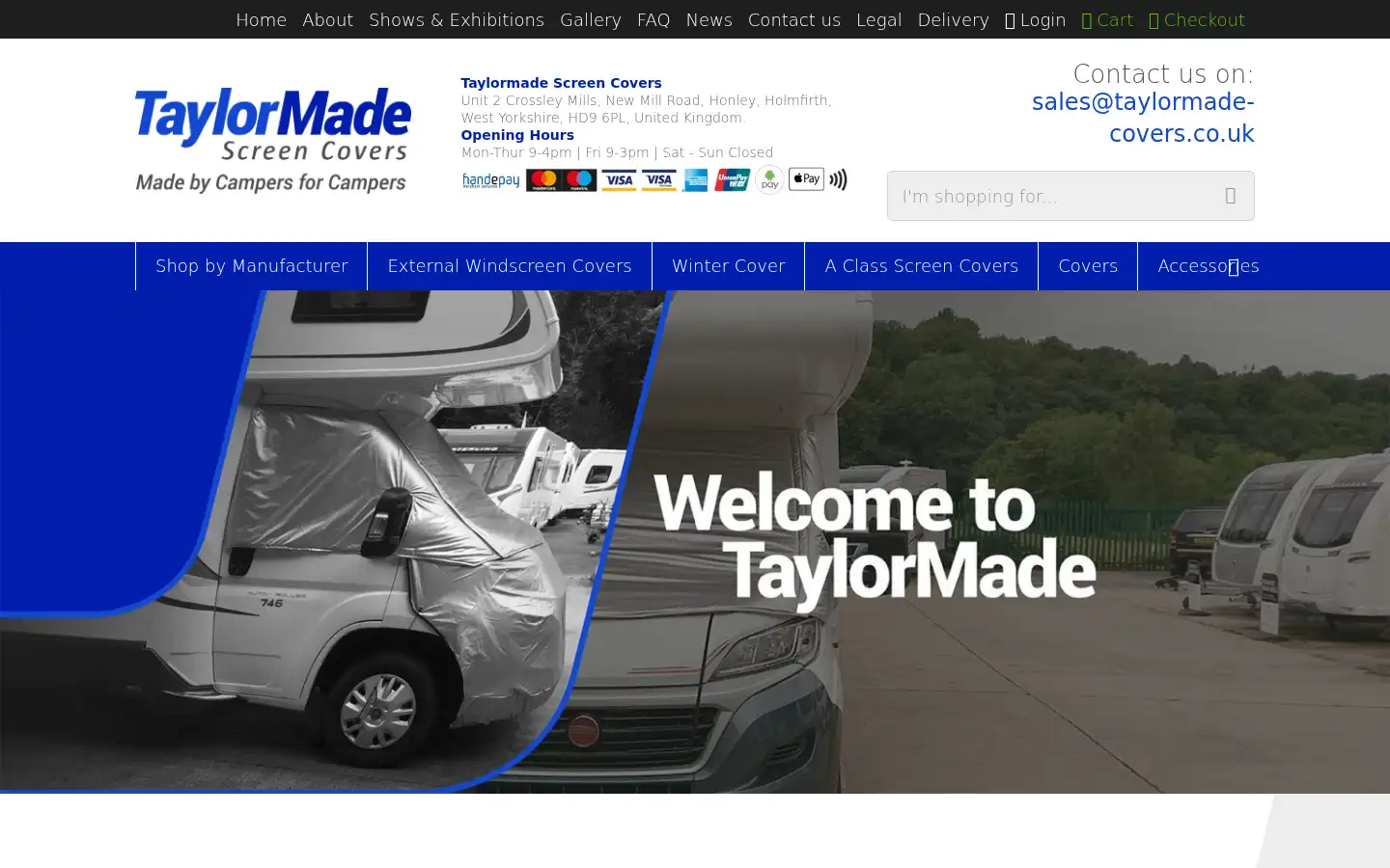 Screenshot of taylormade-covers.co.uk